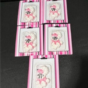 Pink and White Poodle Cake Candles - Set of 5